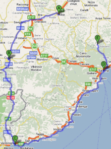 Mappa Basso Piemonte e Liguria Sabato